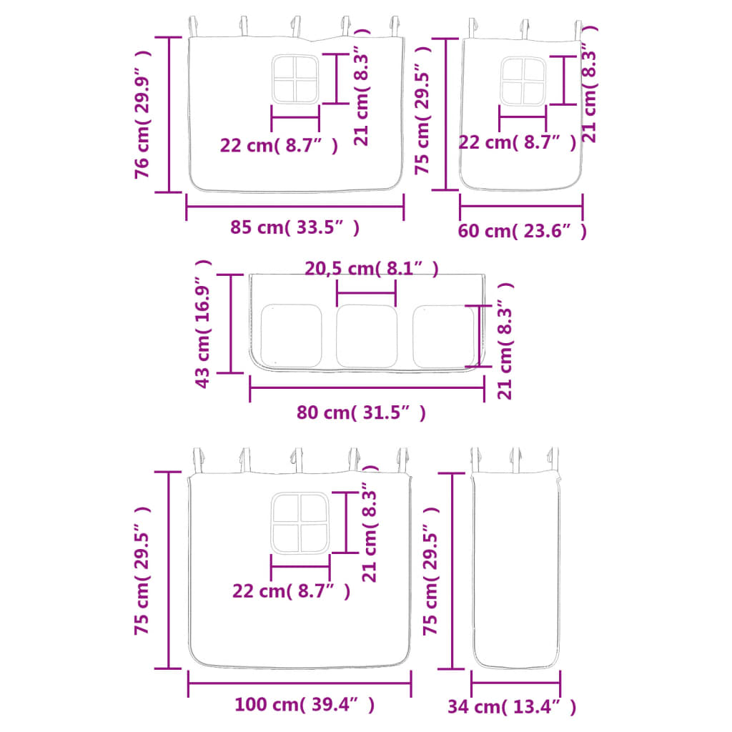 vidaXL Υπερυψ. Κρεβάτι με Κουρτίνες Μπλε 80x200 εκ. Μασίφ Ξύλο Πεύκου