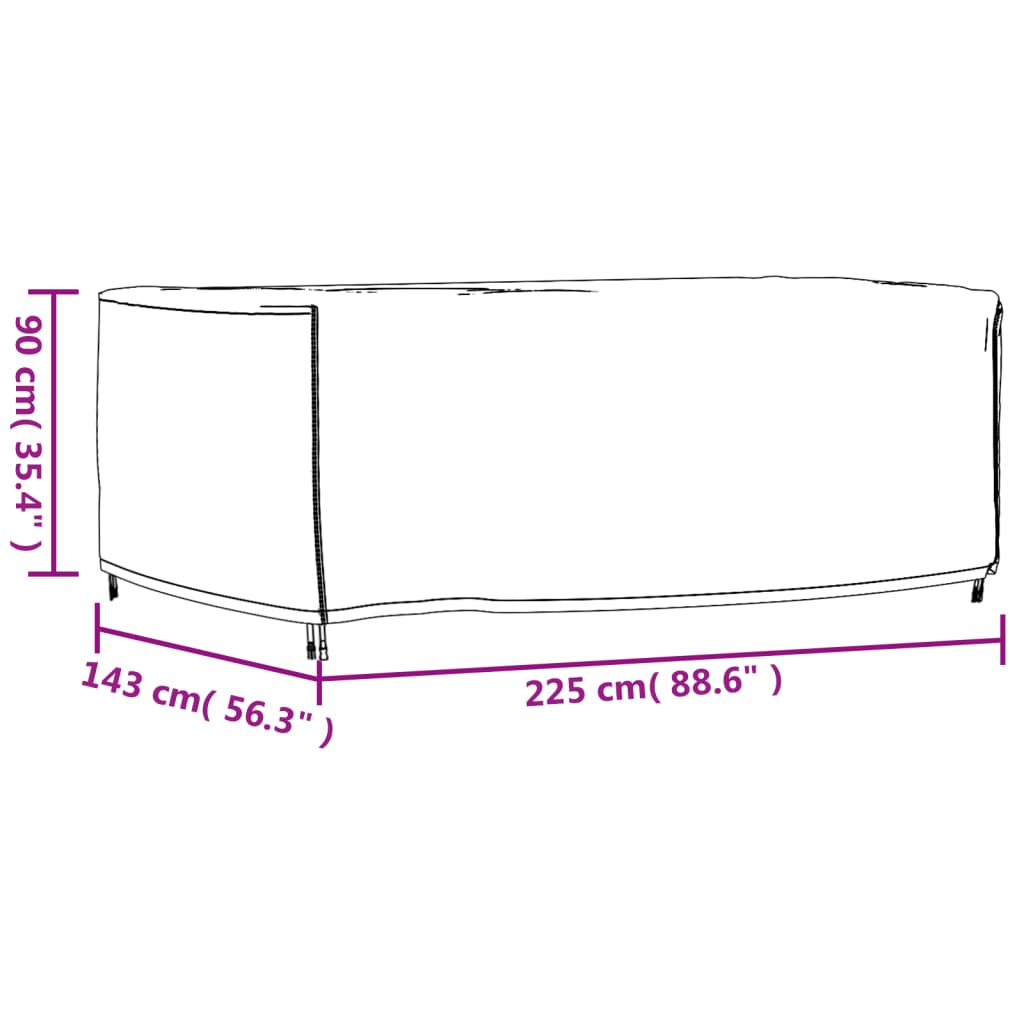 vidaXL Κάλυμμα Επίπλων Κήπου Αδιάβροχο Μαύρο 225x143x90 εκ. 420D