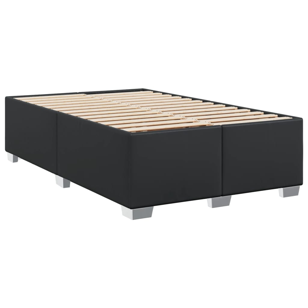 vidaXL Κρεβάτι Boxspring με Στρώμα Μαύρο 120x190εκ.από Συνθετικό Δέρμα