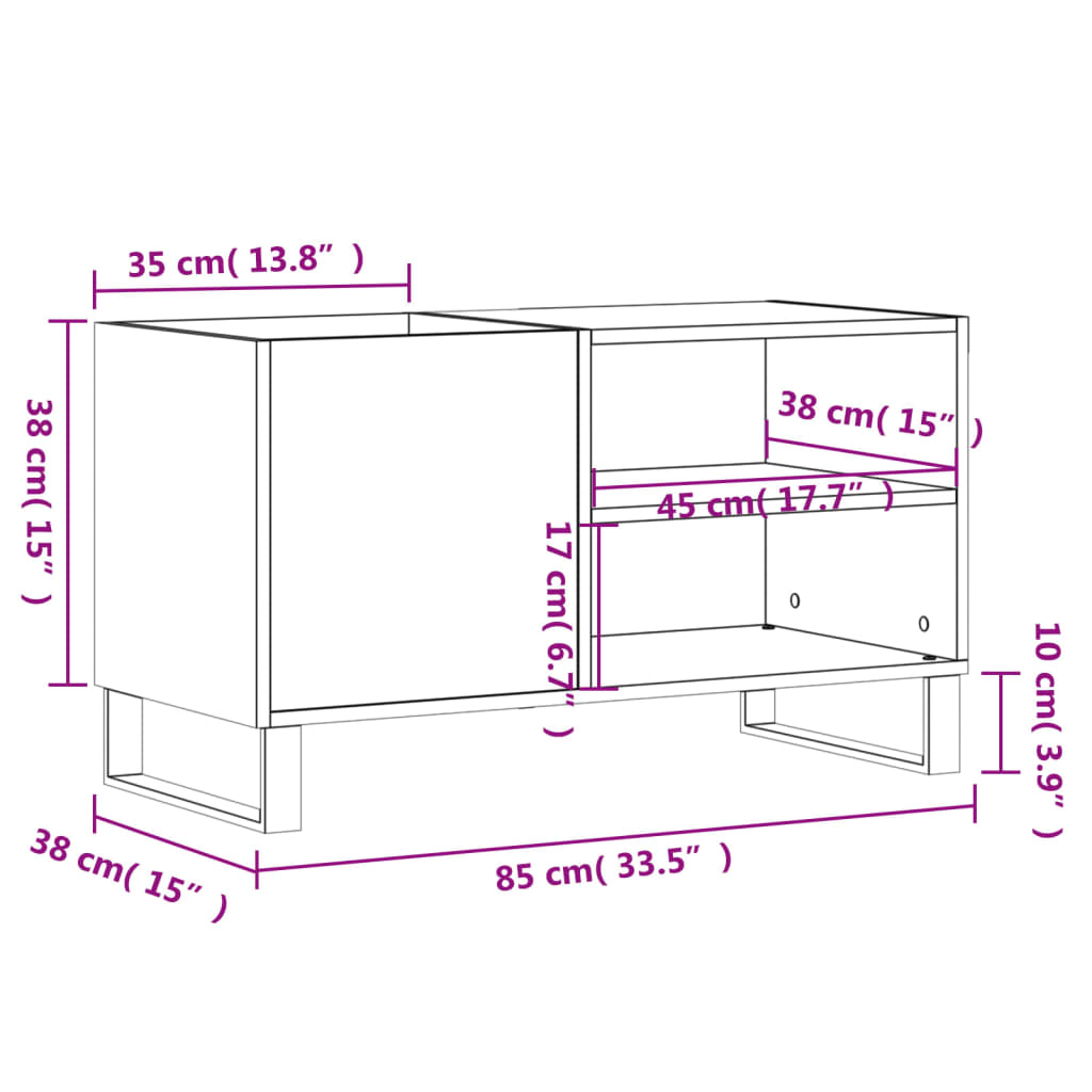 vidaXL Δισκοθήκη Γυαλ. Λευκή 85 x 38 x 48 εκ. από Επεξεργασμένο Ξύλο