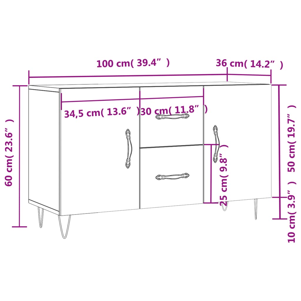 vidaXL Ντουλάπι Sonoma Δρυς 100x36x60 εκ. από Επεξεργασμένο Ξύλο