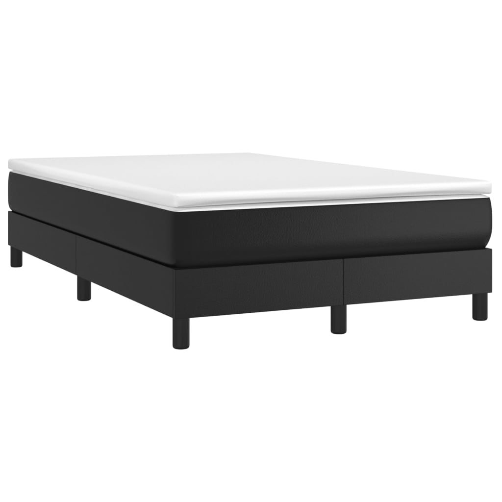 vidaXL Κρεβάτι Boxspring με Στρώμα Μαύρο 120 x 200 εκ. Συνθετικό Δέρμα